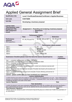 Unit 5 - Developing a business proposal - Assignment 2
