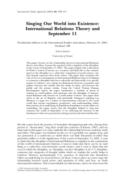 Singing Our World into Existence: International Relations Theory