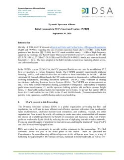 DSA Comments to FCC`s Spectrum Frontiers FNPRM