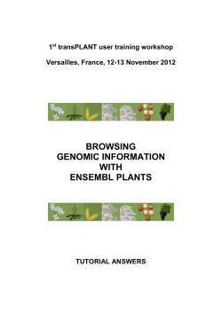 1st transPLANT user training workshop Versailles, France, 12