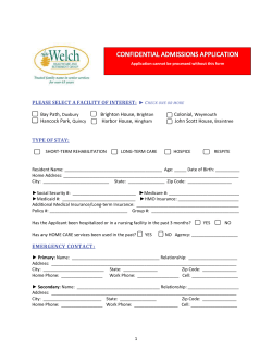 CONFIDENTIAL ADMISSIONS APPLICATION Application cannot be