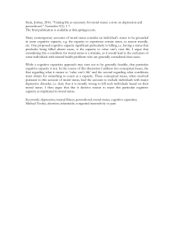 Valuing life as necessary for moral status: a noteon depression and