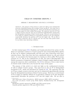 CELLS IN COXETER GROUPS, I 1. Introduction In their seminal