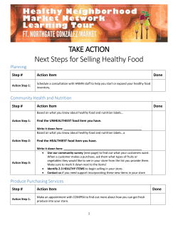 TAKE ACTION Next Steps for Selling Healthy Food