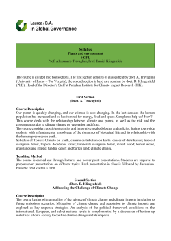Syllabus Plants and environment 6 CFU Prof. Alessandro Travaglini