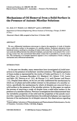 Mechanisms of Oil Removal from a Solid Surface in the Presence of