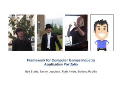 Framework for Computer Games Industry Application Portfolio