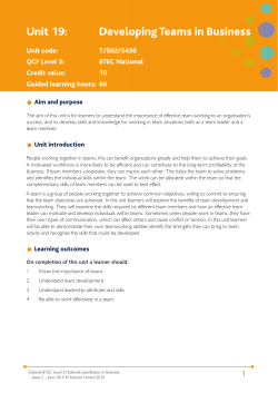 Unit 19: Developing Teams in Business