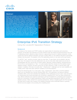 Enterprise IPv6 Transition Strategy Using the Locator/ID
