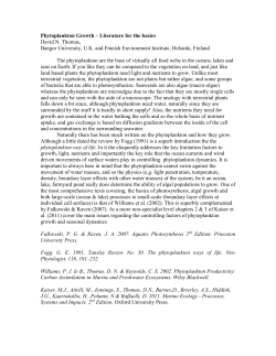 Phytoplankton Growth &ndash; Literature for the basics David N. Thomas