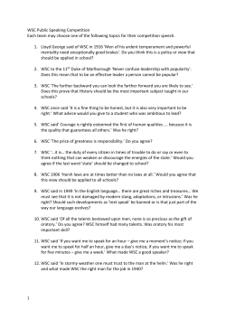 WSC Public Speaking Competition Each team may choose one of