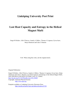 Lost Heat Capacity and Entropy in the Helical Magnet