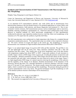 Synthesis and Characterization of ZnO Nanostructures with