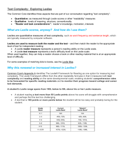 Text Complexity - Jenkins Middle School