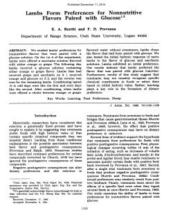 Lambs Form Preferences for Nonnutritive Flavors Paired with Glucose