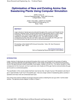 Optimization of New and Existing Amine Gas Sweetening Plants