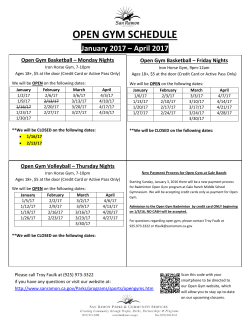 open gym schedule - the City of San Ramon