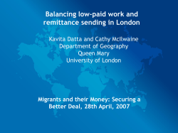 Balancing Low Paid Work and Remittance