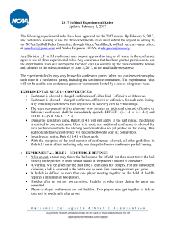 2017 Softball Experimental Rules Updated February 1