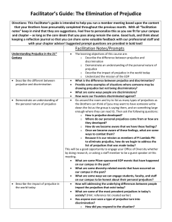 Facilitator`s Guide: The Elimination of Prejudice