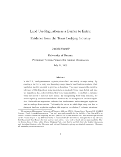 Land Use Regulation as a Barrier to Entry