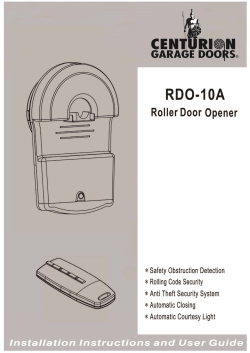 RDO10A Roller Door Opener &ndash; Owners Manual