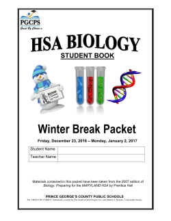2016-2017 HSA Biology Winter Break Packet