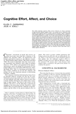 Cognitive effort, affect, and choice