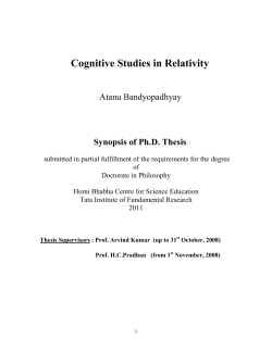 Cognitive Studies in Relativity - Homi Bhabha Centre for Science