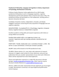 Postdoctoral Fellowship, Language and Cognition in Infants