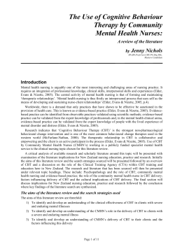 The Use of Cognitive Behaviour Therapy by