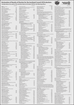 Declaration of Results of Election for the Auckland Council 2016