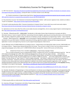 Introductory Courses for Programming