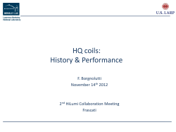 F. Borgnolutti: HQ history and Performance