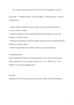 Cognitive Functioning in Persons with Lower Limb Amputations
