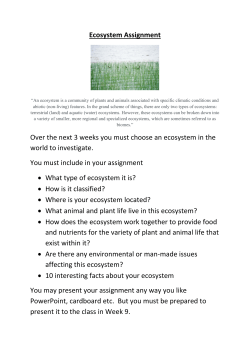Ecosystem Assignment Over the next 3 weeks you must choose an