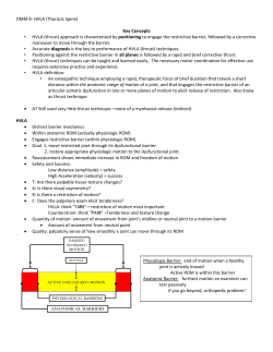 OMM 8- HVLA (Thoracic Spine) Key Concepts HVLA (thrust) approach