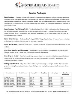 Fee Schedule for Advising Packages