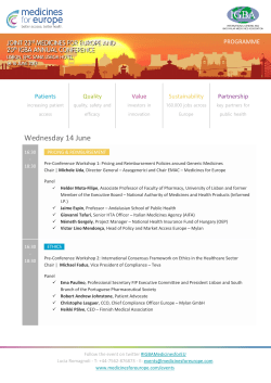 Joint 23rd Medicines for Europe and 20th IGBA Annual Conference
