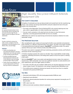 High Quality Recycled Influent Extends Equipment Life