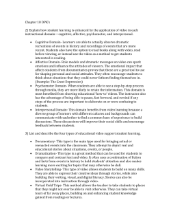Chapter 10 DPK`s 2) Explain how student learning is enhanced by