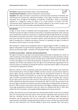 Introduction In light of recent events in Cambodia and increasing