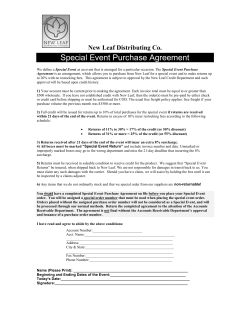 Special Events Agreement