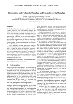 Biochemical and Metabolic Modeling and Simulation with Modelica