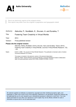 Fostering Team Creativity in Virtual Worlds