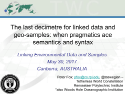 Linking Environmental Data and Samples May 30