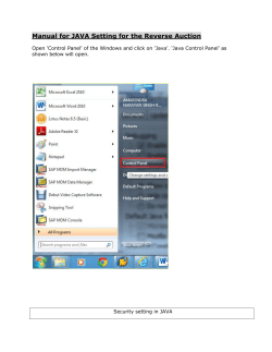 Manual for JAVA Setting for the Reverse Auction