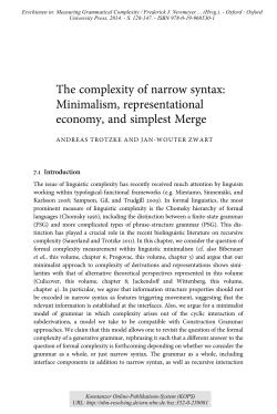 The complexity of narrow syntax : Minimalism, representational
