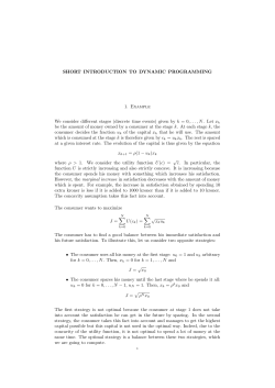 SHORT INTRODUCTION TO DYNAMIC PROGRAMMING 1