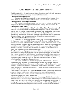 Game Theory &ndash; Is This Course For You?